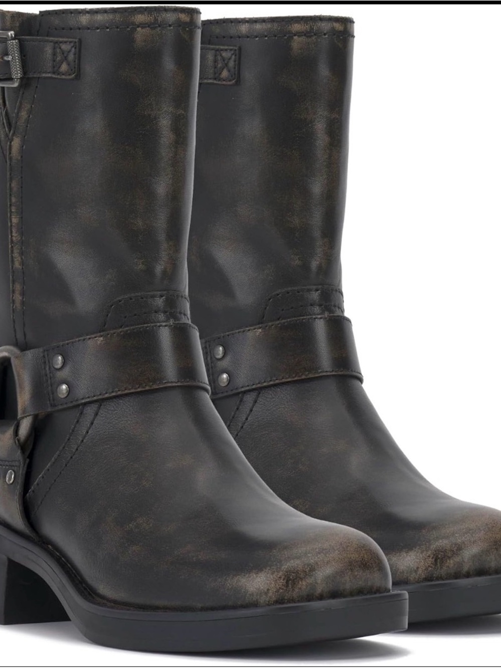 Vince Camuto Black Distressed Harness Ankle Boots, new without tags